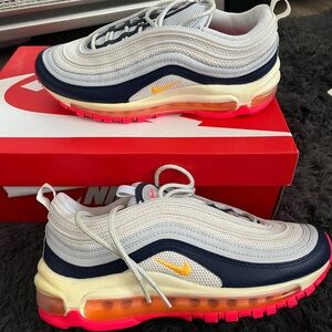 womens nike air max 97 pure platinum/laser orange